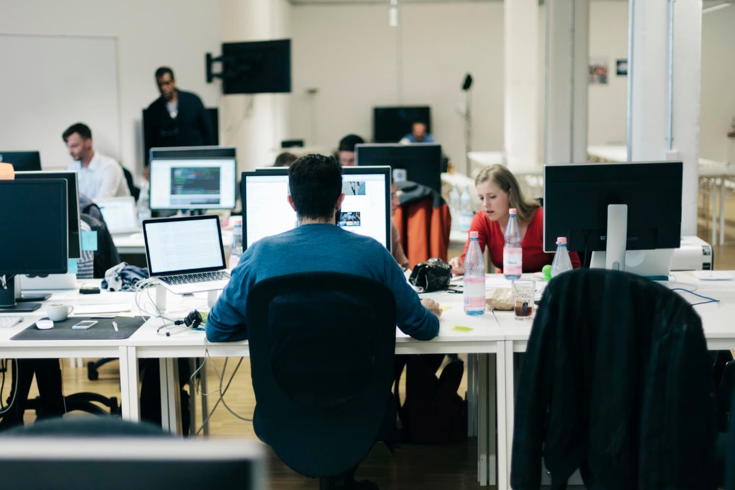 Team collaborating in a logistics office