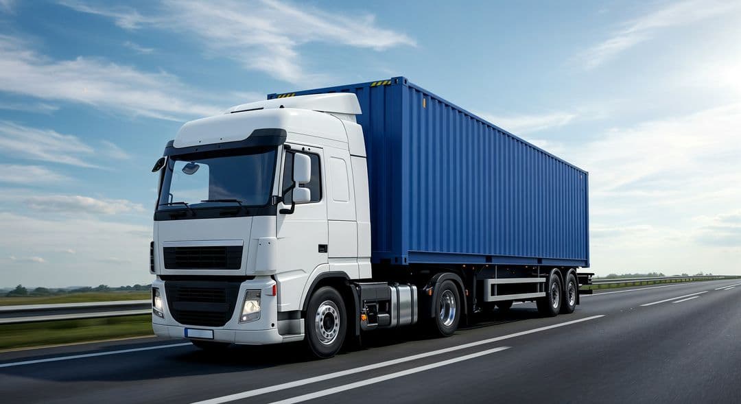 Truck at a domestic freight depot